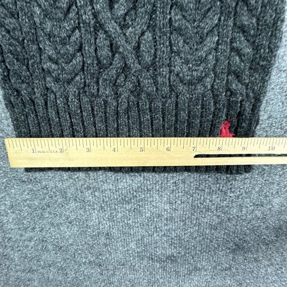 Polo Ralph Lauren Scarf 100%‎ Lambs Wool Gray Cable Knit Unisex 66" x 9" - Picture 6 of 6